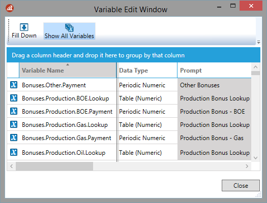 Variable Edit Window